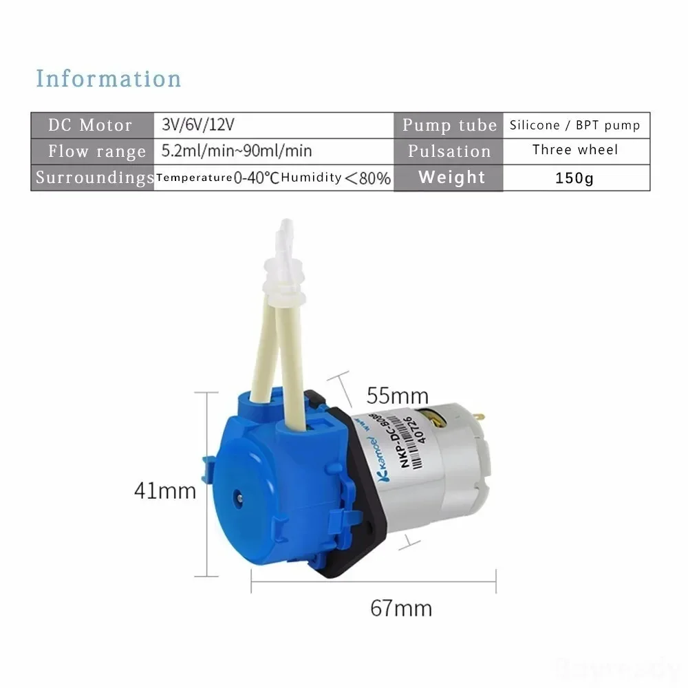 DC 12V 24V 投与ポンプ蠕動ポンプ投与ヘッドコネクタ - Mini Peristaltic Pump 12V のレビューと価格
